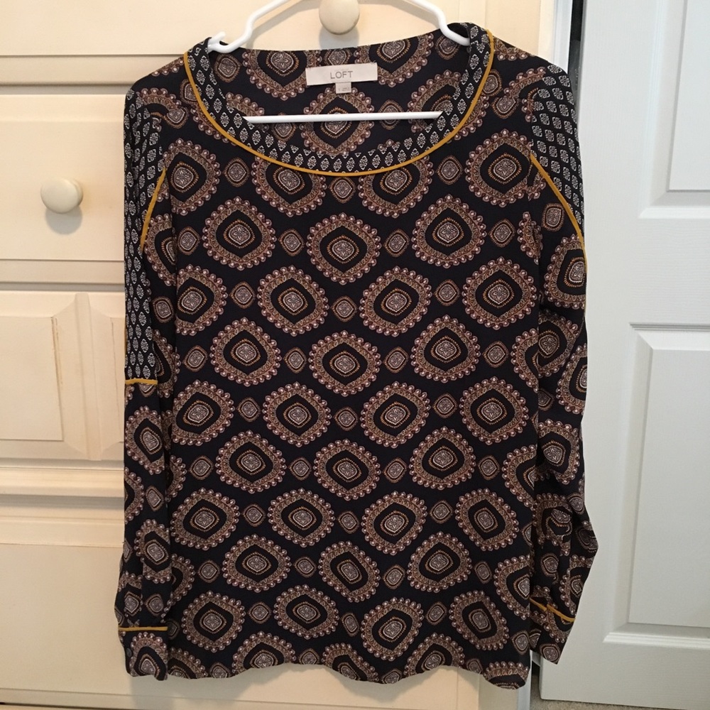 LOFT Paisley Long Sleeve Top